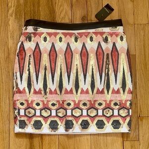 Bebe NWT Honeycomb Geometric sequence Patterned mini Skirt - Multicolor XS